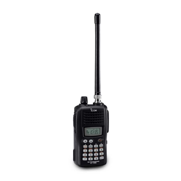 Professional Icom IC-V85 high-power handheld radio from Digix, featuring a rugged black chassis and full keypad on a white background.