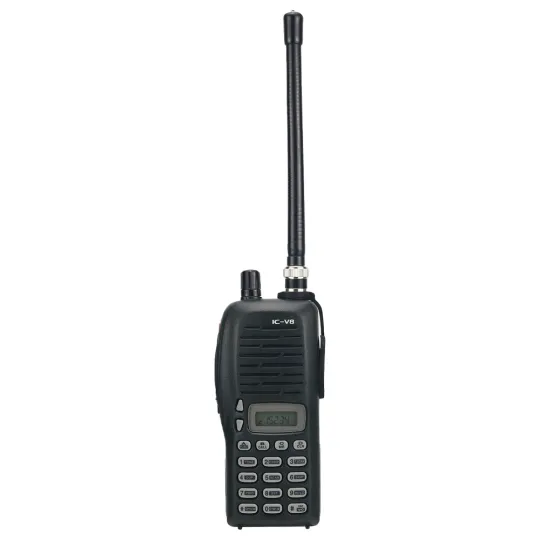 Classic Icom IC-V8 portable VHF radio supplied by Digix, showing the full 16-button keypad and ergonomic design on a plain white background.