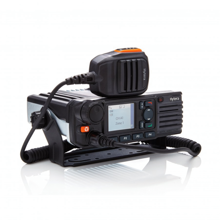 Professional Hytera HM786 mobile radio from Digix, featuring a large color display and rugged control head on a white background.
